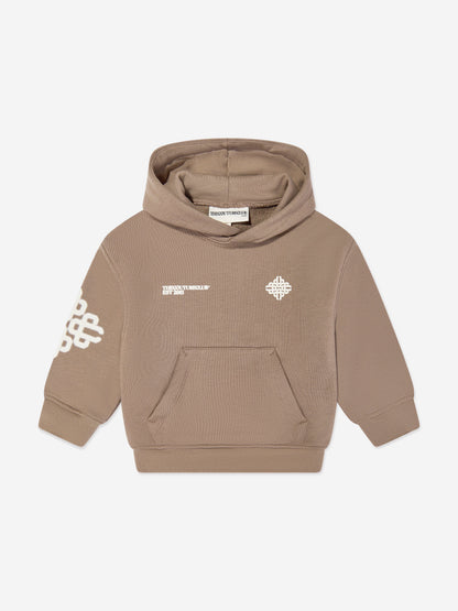 The Couture Club Kids Blurred Graphic Emblem Hoodie in Brown
