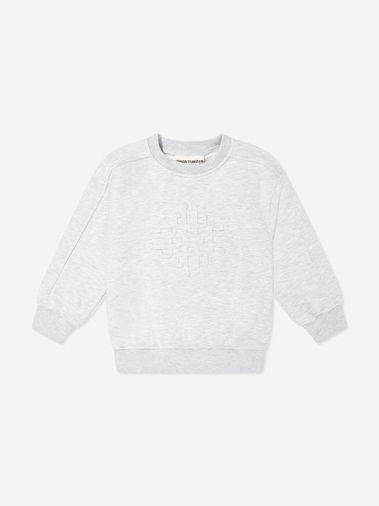 The Couture Club Kids Embossed Emblem Sweatshirt in Grey