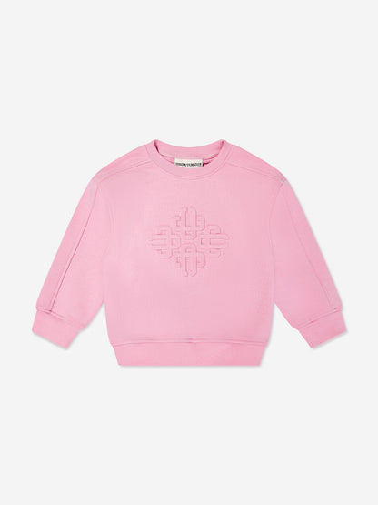 The Couture Club Kids Embossed Emblem Sweatshirt in Pink