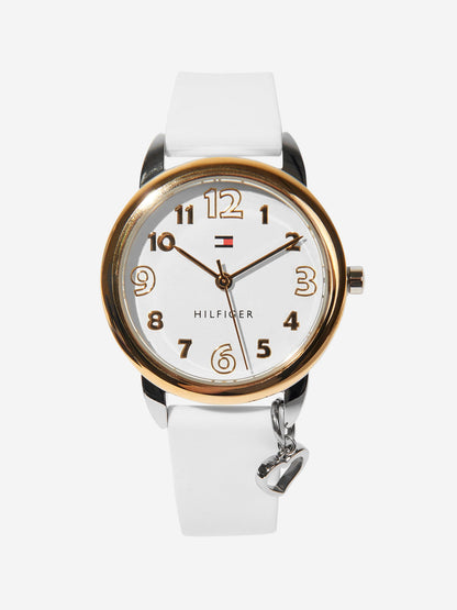 Tommy Hilfiger 女童硅胶表带手表（白色）（34 毫米）