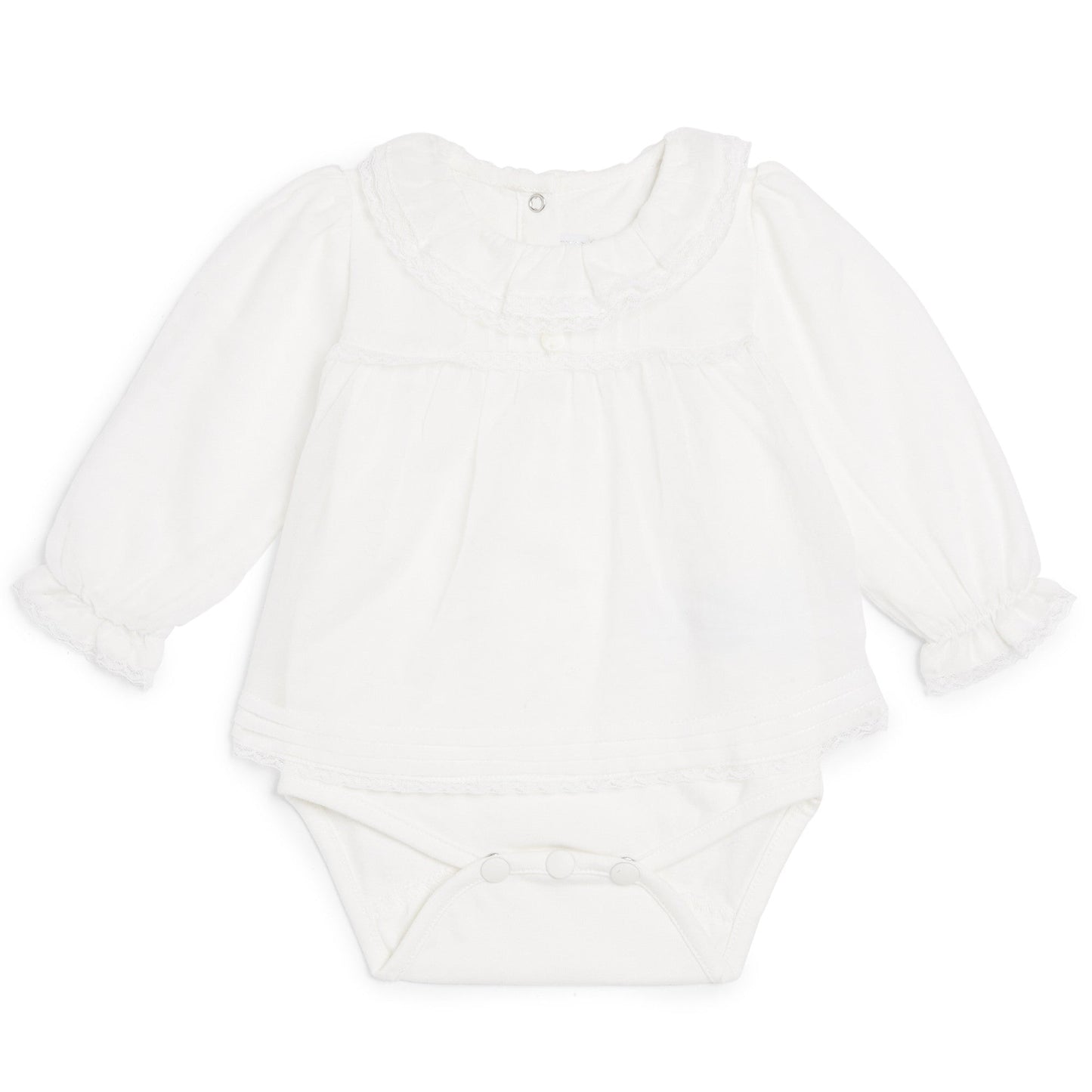 Baby Girls Ivory Lace Collar Cotton Bodysuit