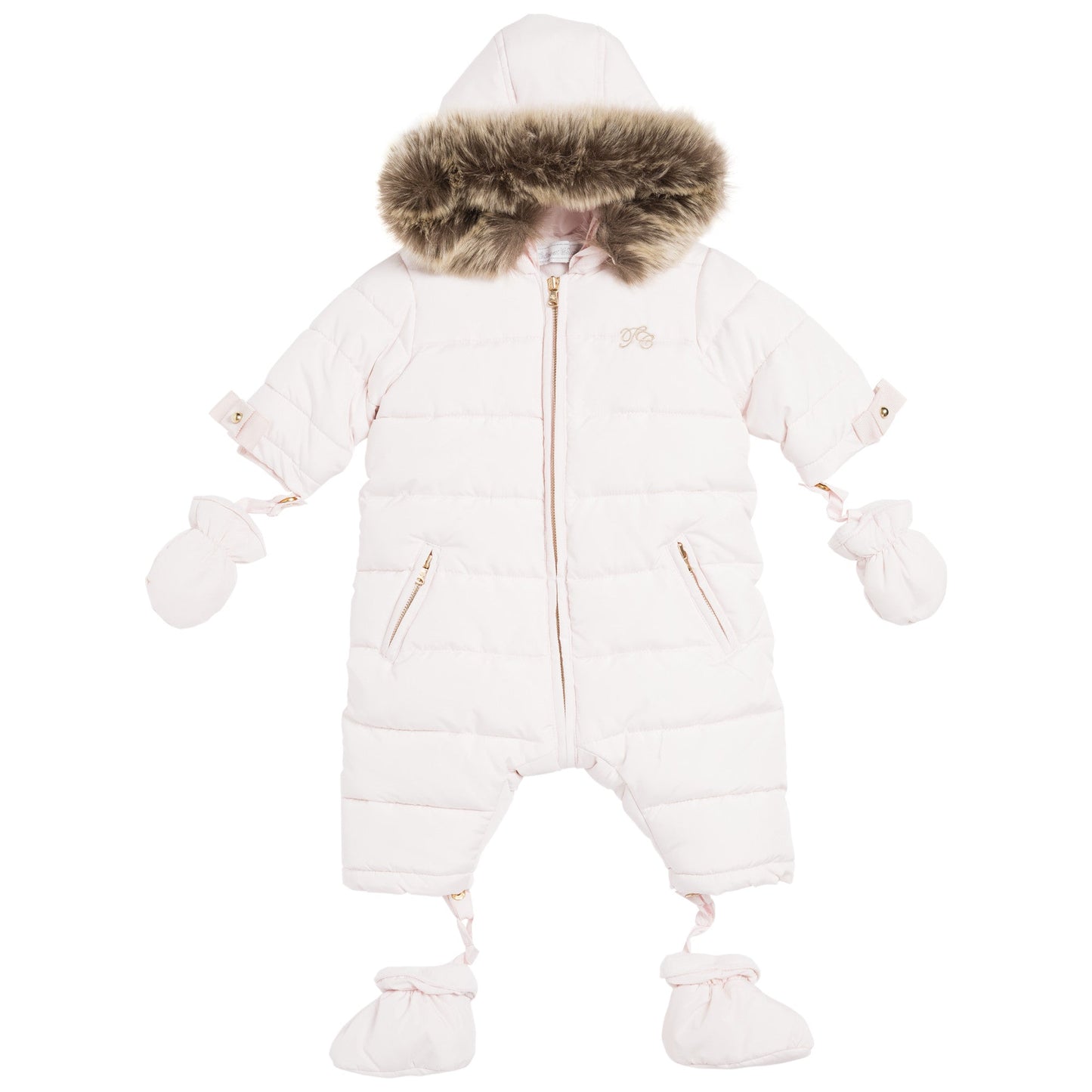 Baby Girls Pink Padded Down Hooded Snowsuit