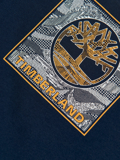 Timberland 男童长袖徽标 T 恤（海军蓝）