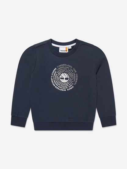 Timberland 男童海军蓝徽标印花运动衫