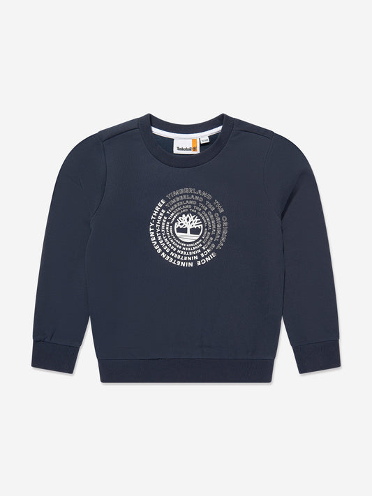 Timberland 男童海军蓝徽标印花运动衫