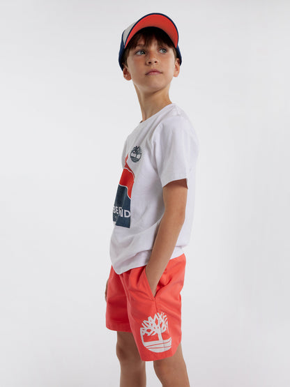 Timberland 男童橙色徽标游泳短裤