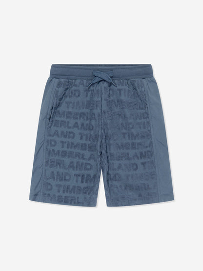 Timberland 男童蓝色毛巾布百慕大短裤