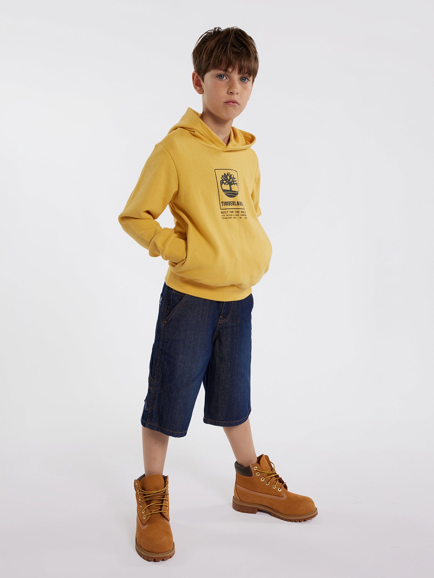 Timberland 男童黄色徽标连帽衫