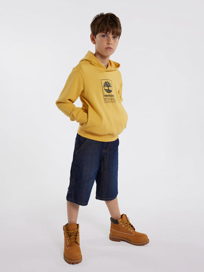 Timberland 男童黄色徽标连帽衫