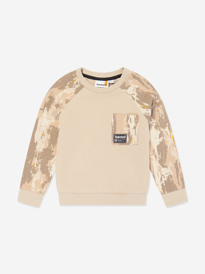Timberland 男童米色花纹袖运动衫