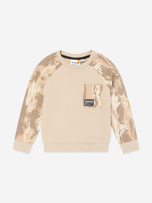 Timberland 男童米色花纹袖运动衫