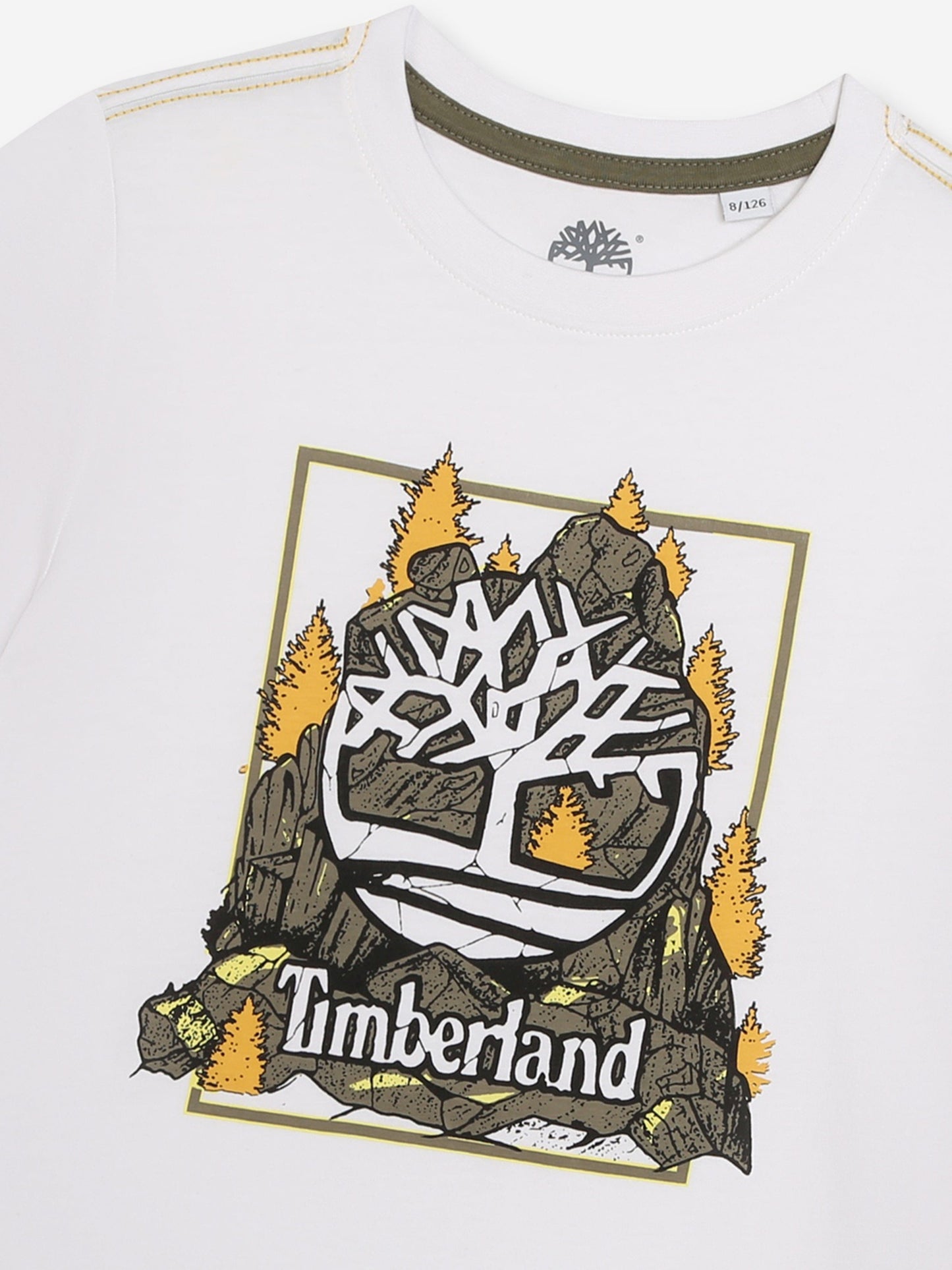 Timberland 男童白色徽标印花 T 恤