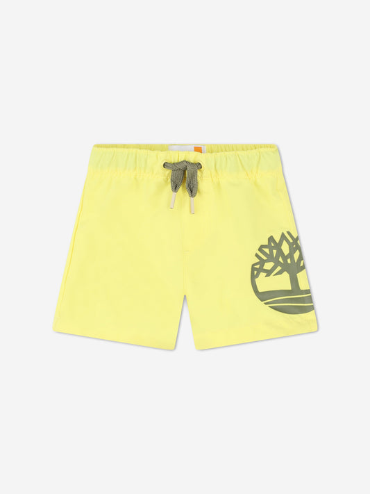 Timberland 男童黄色徽标印花游泳短裤