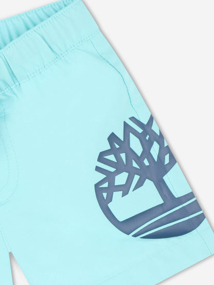 Timberland 男童蓝色徽标印花游泳短裤