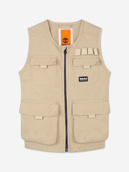 Timberland 男童米色多口袋马甲