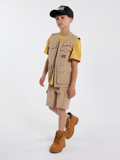 Timberland 男童米色多口袋马甲