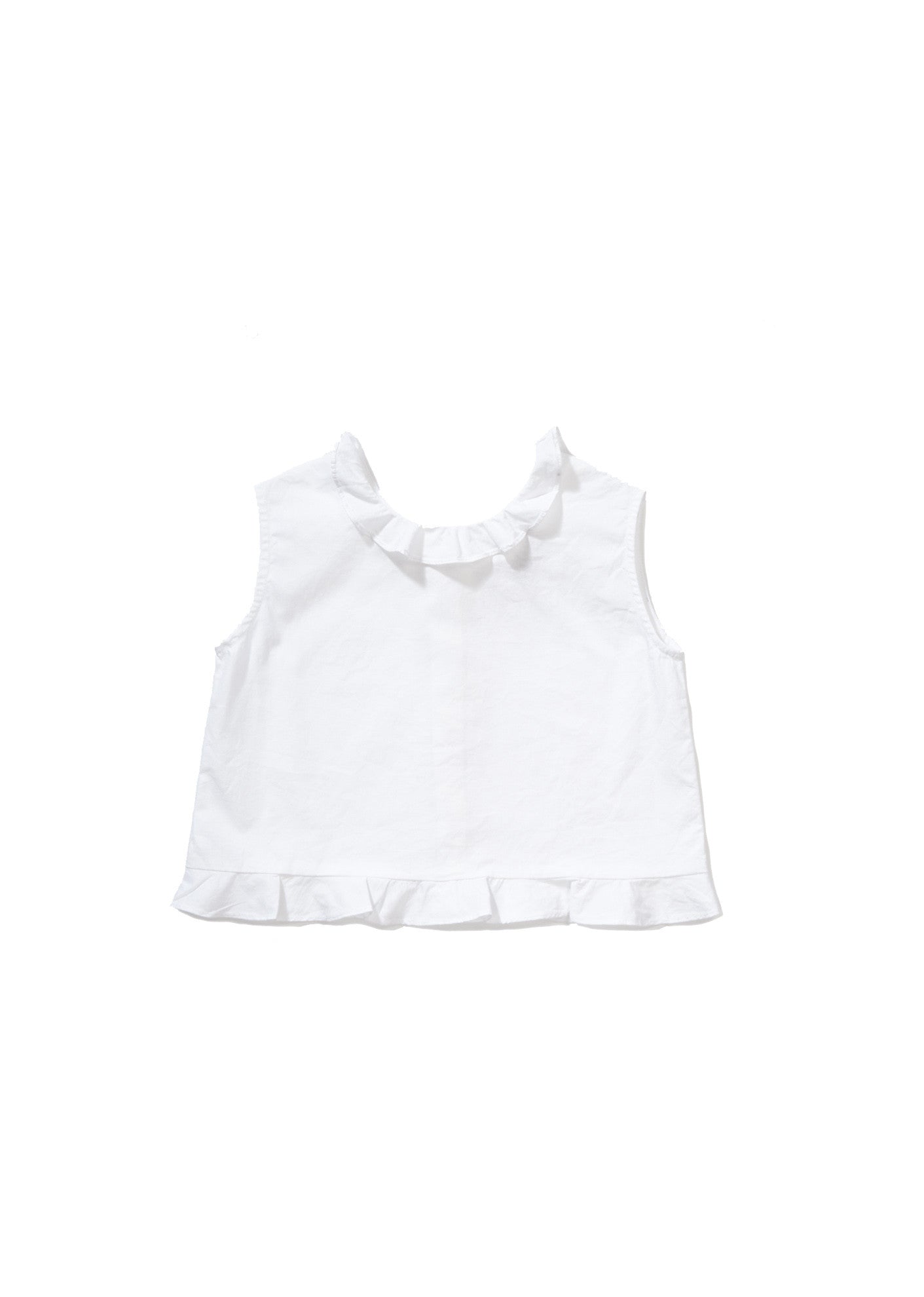 Girls White Cotton Woven Top