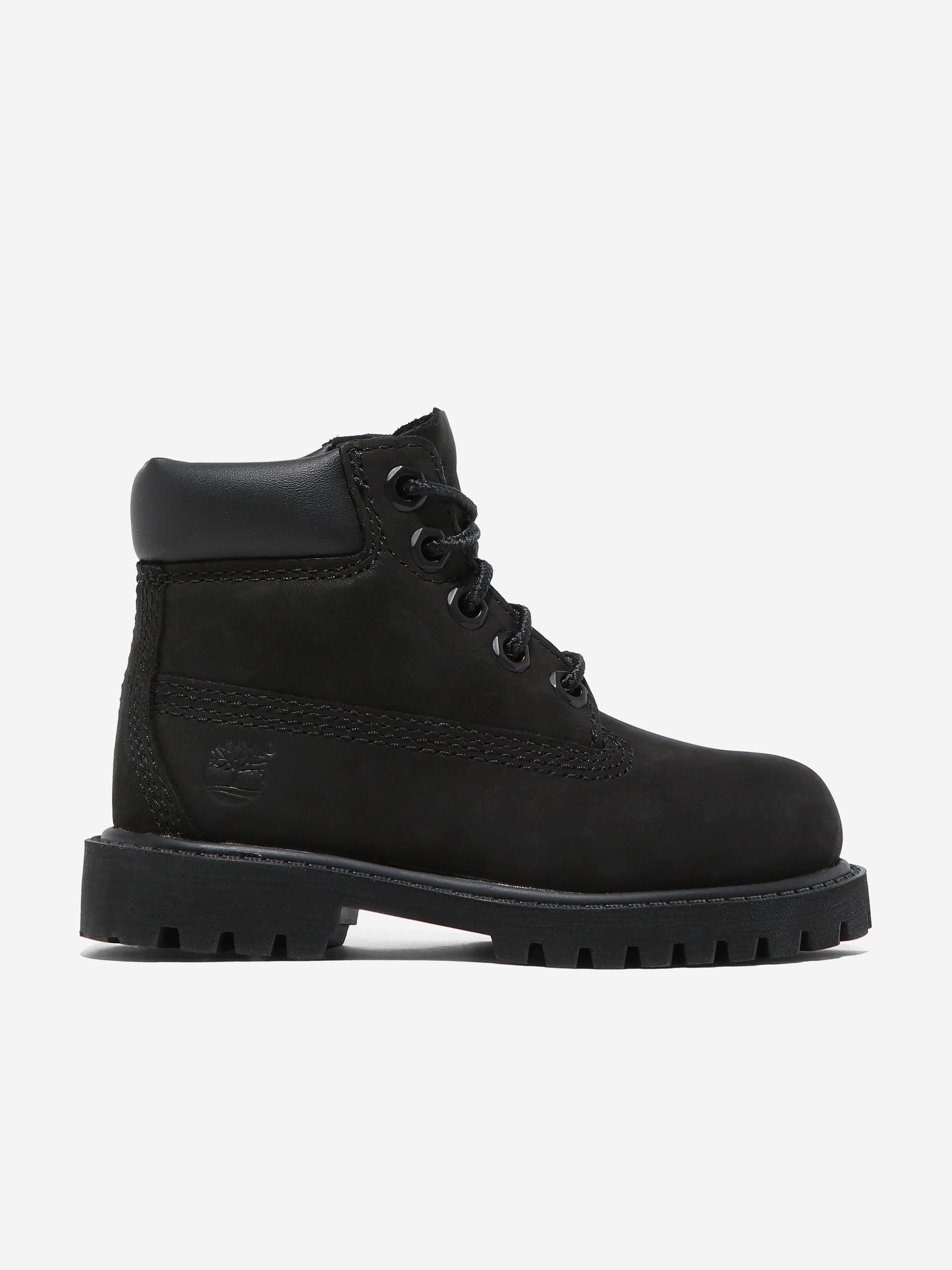 Timberland 儿童 6 英寸系带防水靴（黑色）