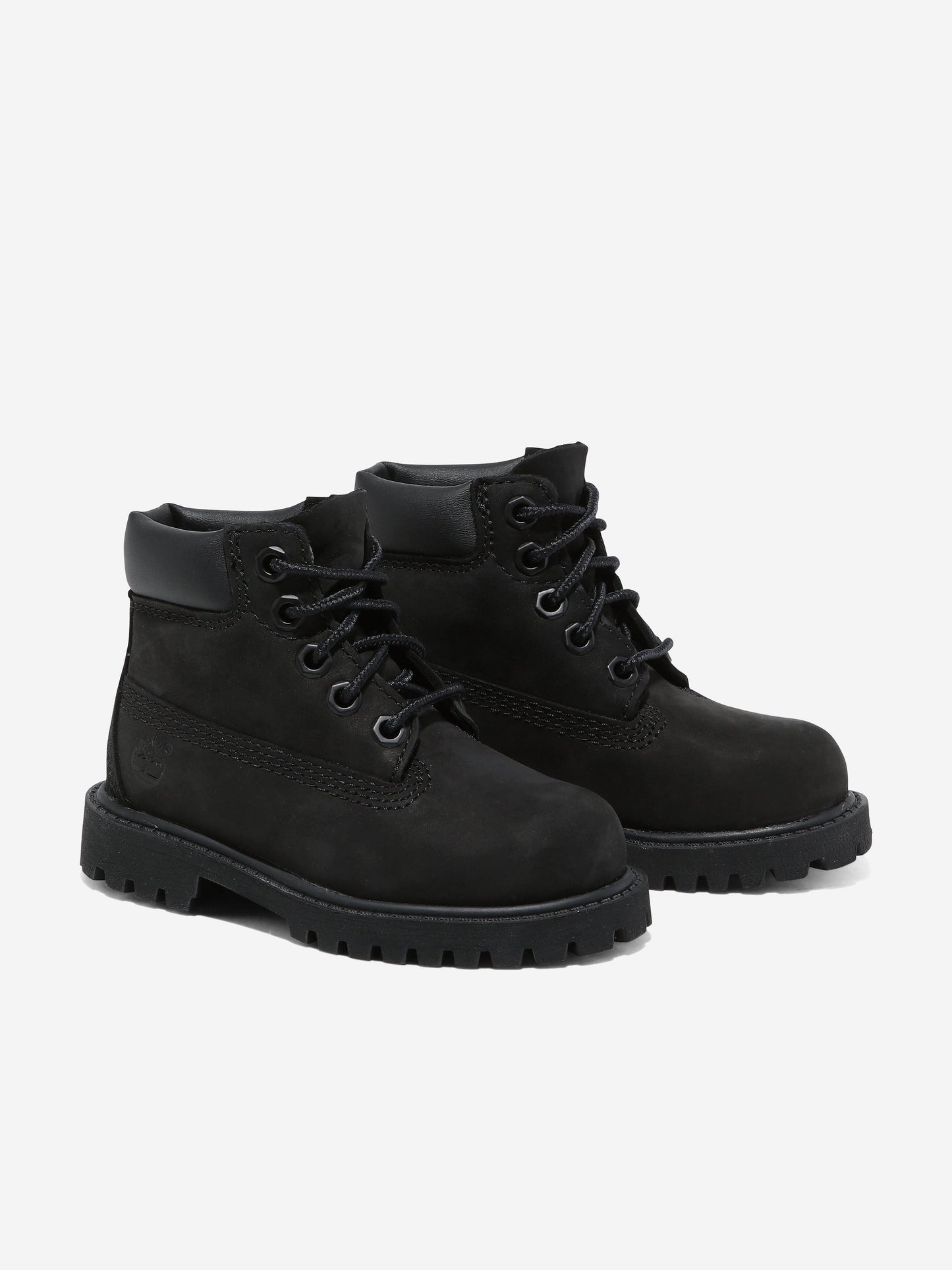 Timberland 儿童 6 英寸系带防水靴（黑色）
