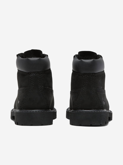 Timberland 儿童 6 英寸系带防水靴（黑色）
