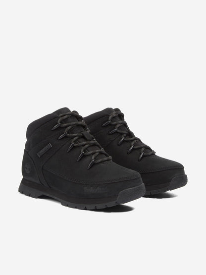 Timberland 男童中帮系带靴（黑色）