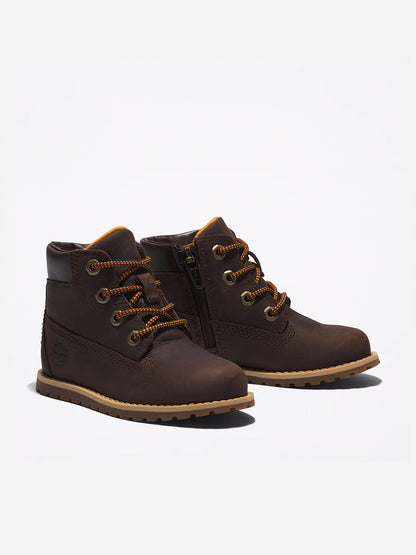 Timberland 儿童中帮系带靴（棕色）