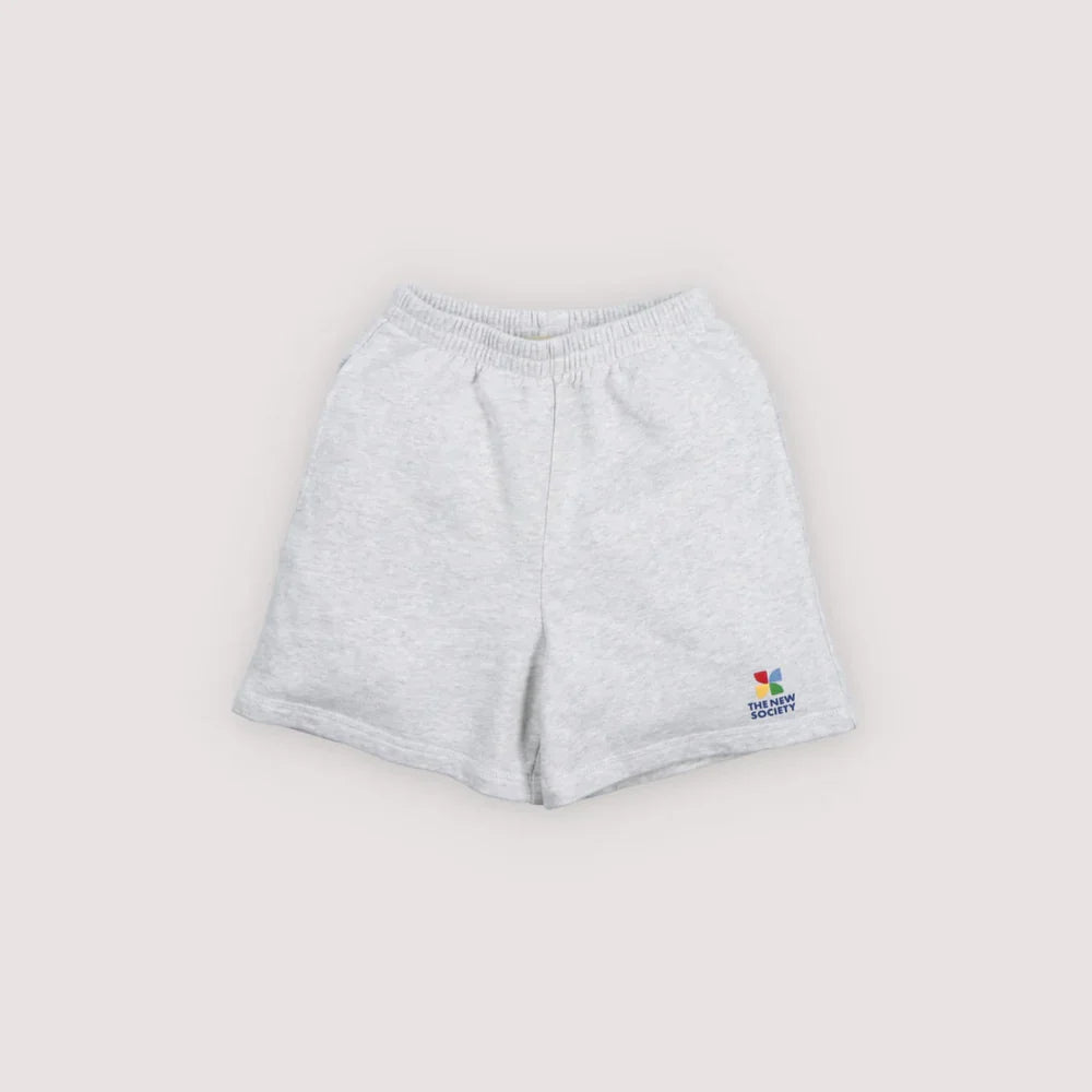 儿童浅灰色Logo棉短裤