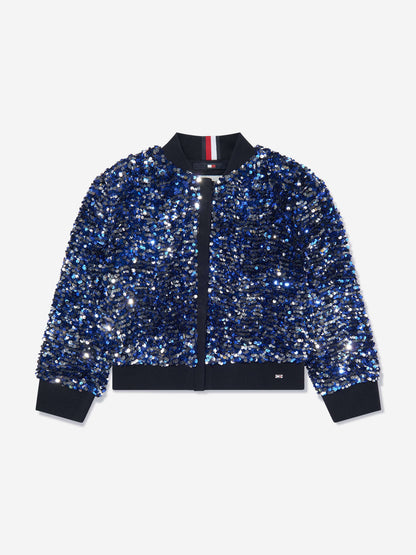 Tommy Hilfiger 女童亮片蓝色校队夹克