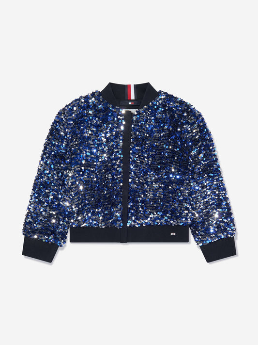 Tommy Hilfiger 女童亮片蓝色校队夹克