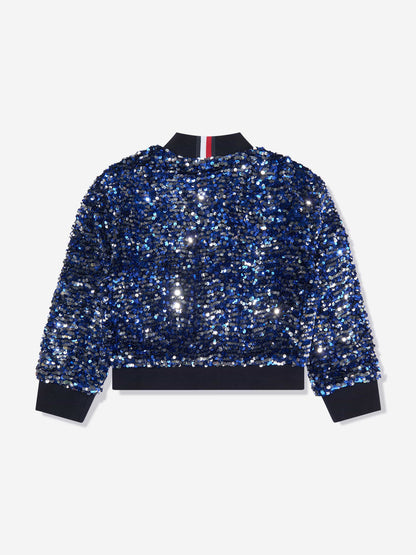 Tommy Hilfiger 女童亮片蓝色校队夹克