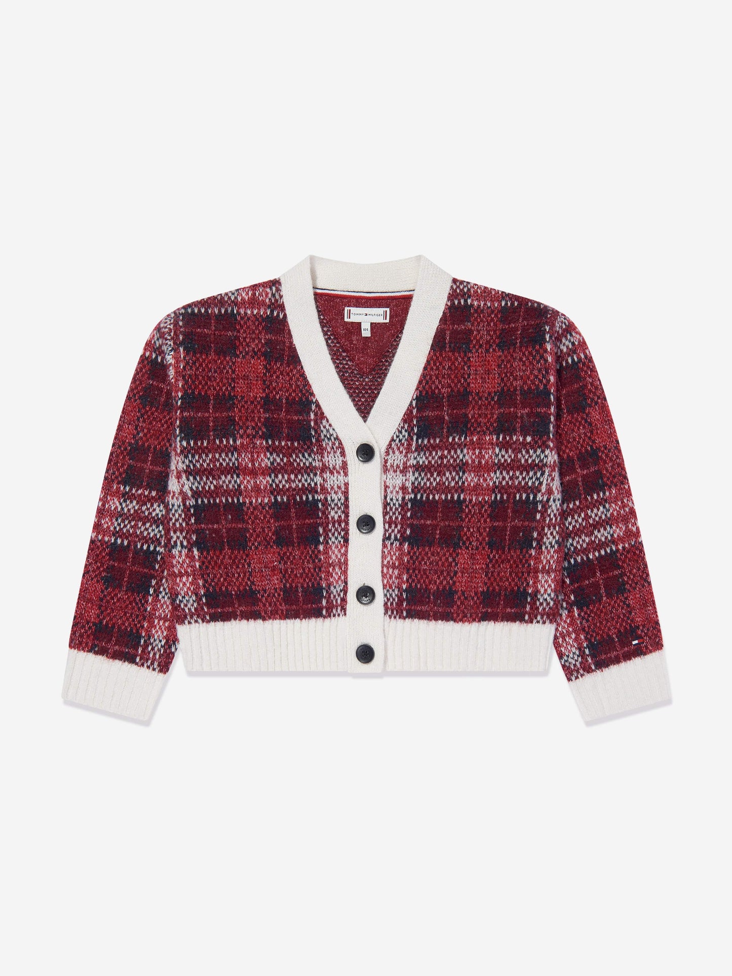 Tommy Hilfiger 女童红色格纹开衫