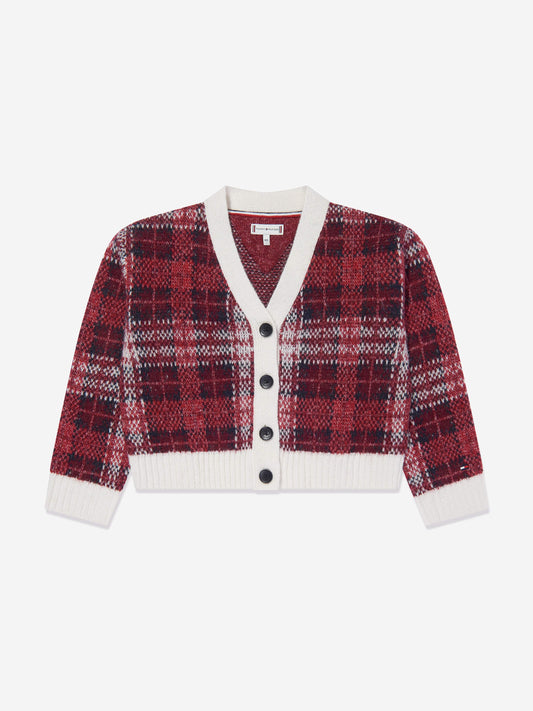 Tommy Hilfiger 女童红色格纹开衫