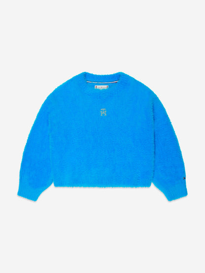 Tommy Hilfiger 女童蓝色字母柔软毛衣