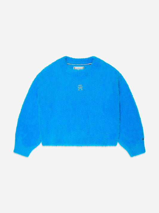 Tommy Hilfiger 女童蓝色字母柔软毛衣