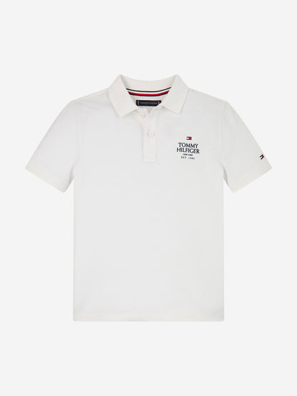 Tommy Hilfiger Boys Logo Regular Polo Shirt in White