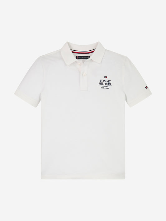 Tommy Hilfiger Boys Logo Regular Polo Shirt in White