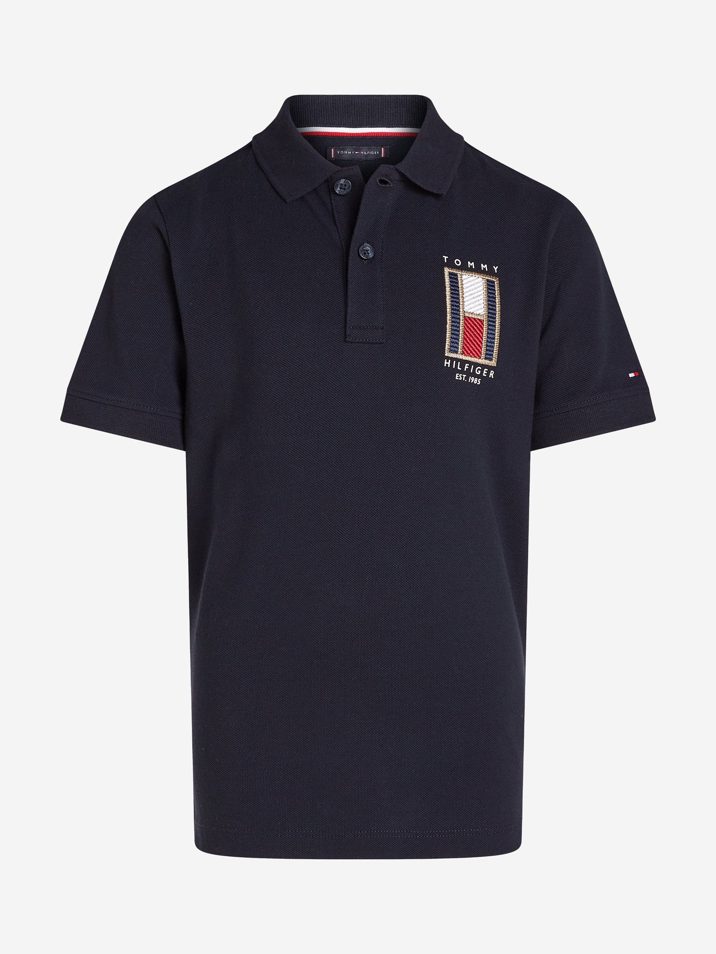 Tommy Hilfiger Boys Vertical Flag Regular Polo Shirt in Navy