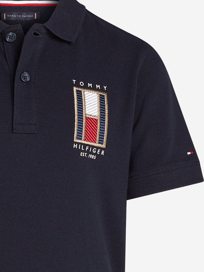 Tommy Hilfiger Boys Vertical Flag Regular Polo Shirt in Navy