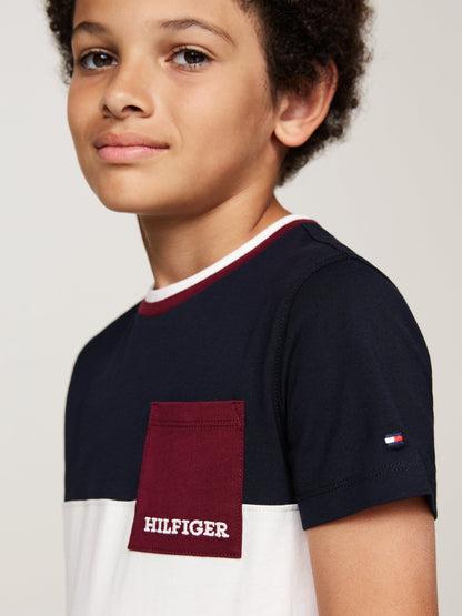 Tommy Hilfiger Boys Colourblock Embroidered T-Shirt in Multicolour