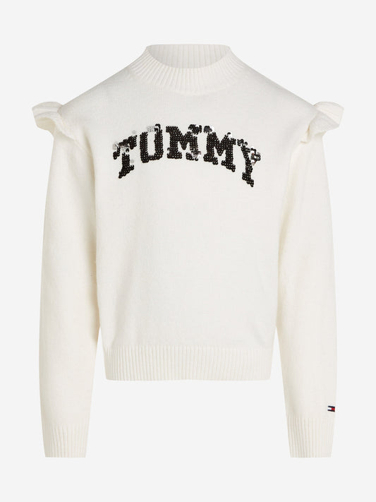 Tommy Hilfiger Girls Flip Flop Sequin Jumper in Ivory