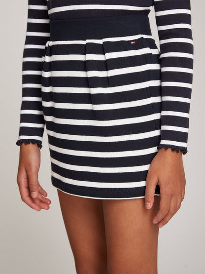 Tommy Hilfiger Girls Striped Skirt in Navy