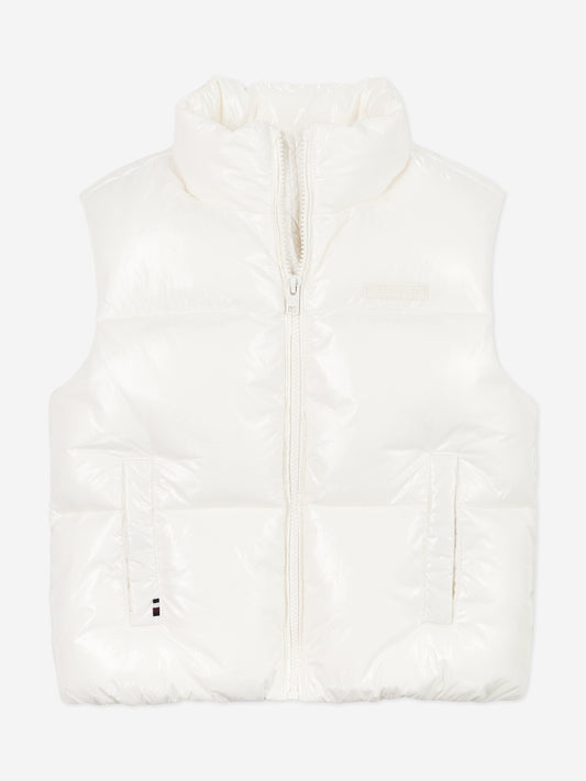 Tommy Hilfiger Girls New York Glossy Puffer Gilet in White