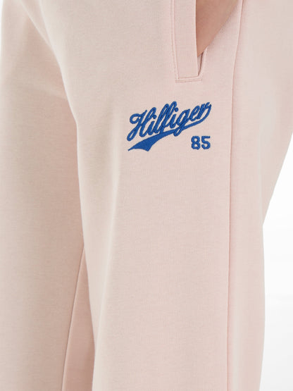 Tommy Hilfiger 女童粉色徽标宽腿慢跑裤