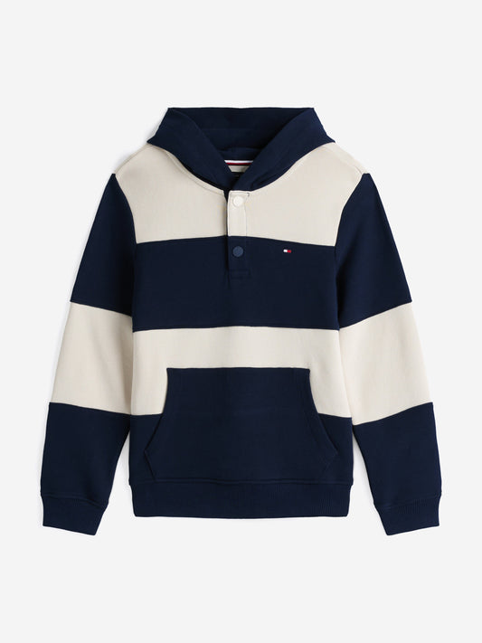 Boys Striped Regular Hoodie in Multicolour
