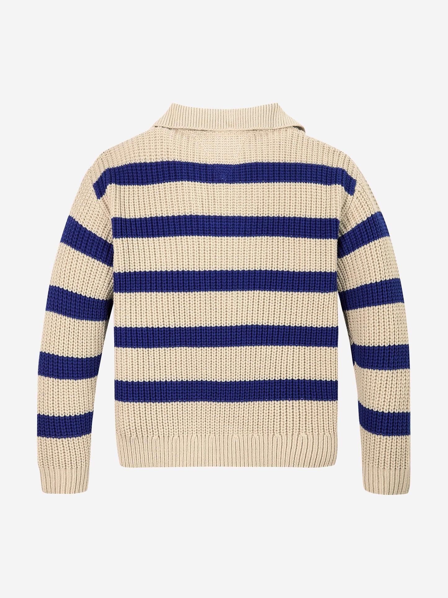 Boys Striped Mock Neck Jumper in Beige