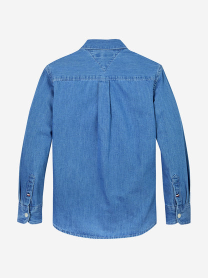 Boys Denim Chambray Shirt in Blue