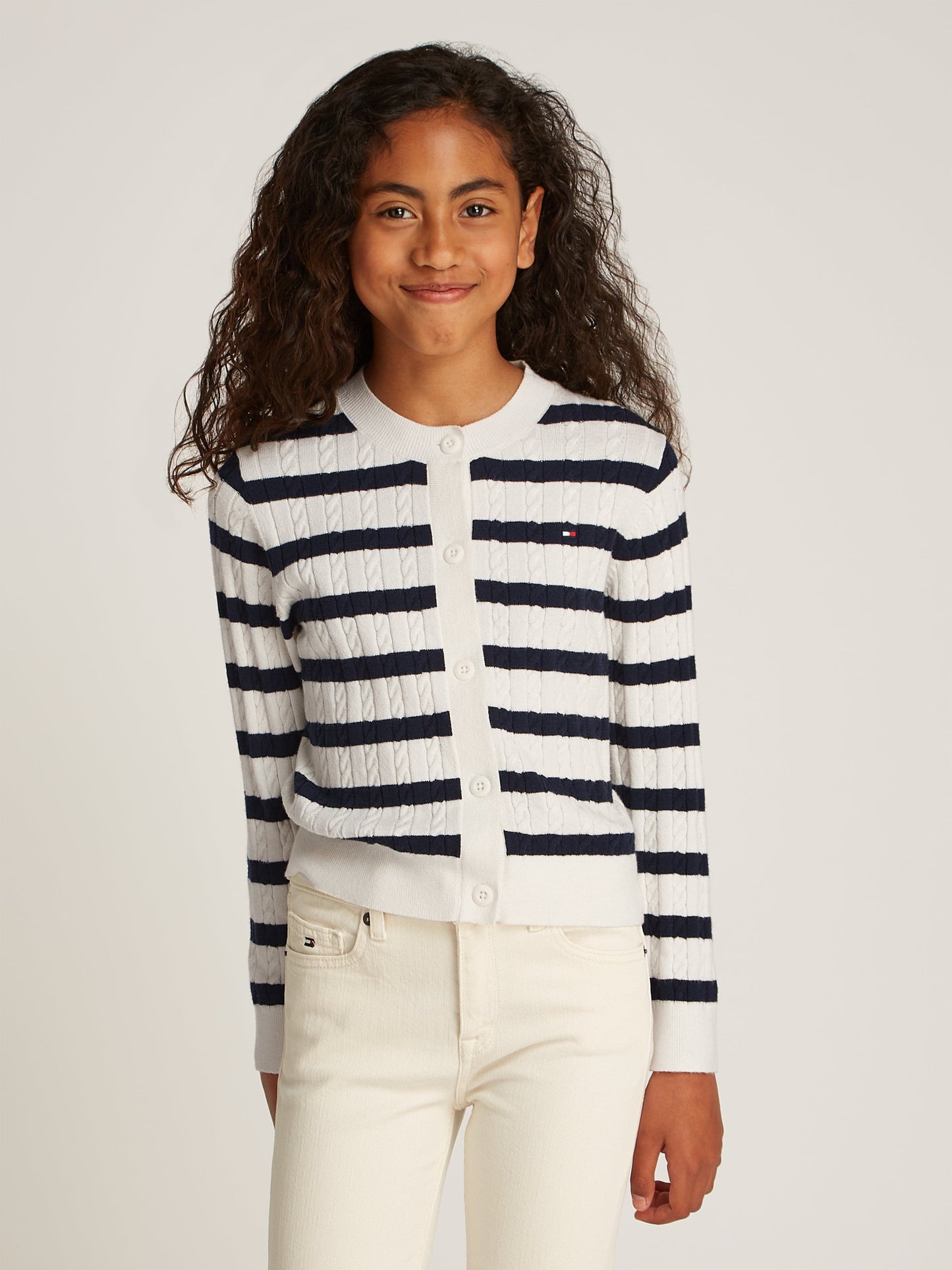 Girls Mini Cable Knit Cardigan in Multicolour
