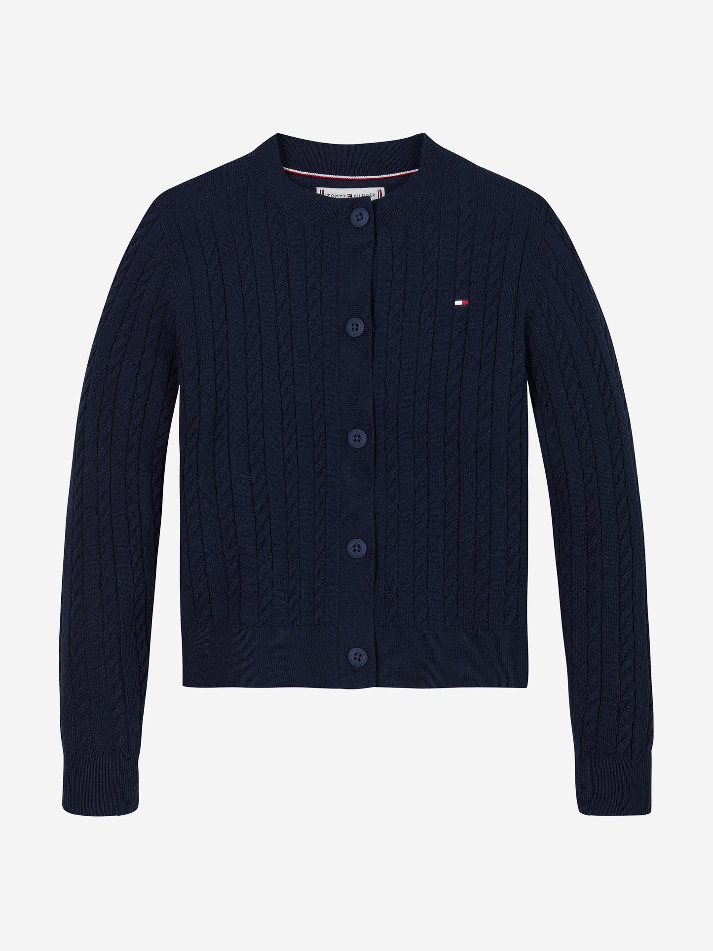 Girls Mini Cable Knit Cardigan in Navy