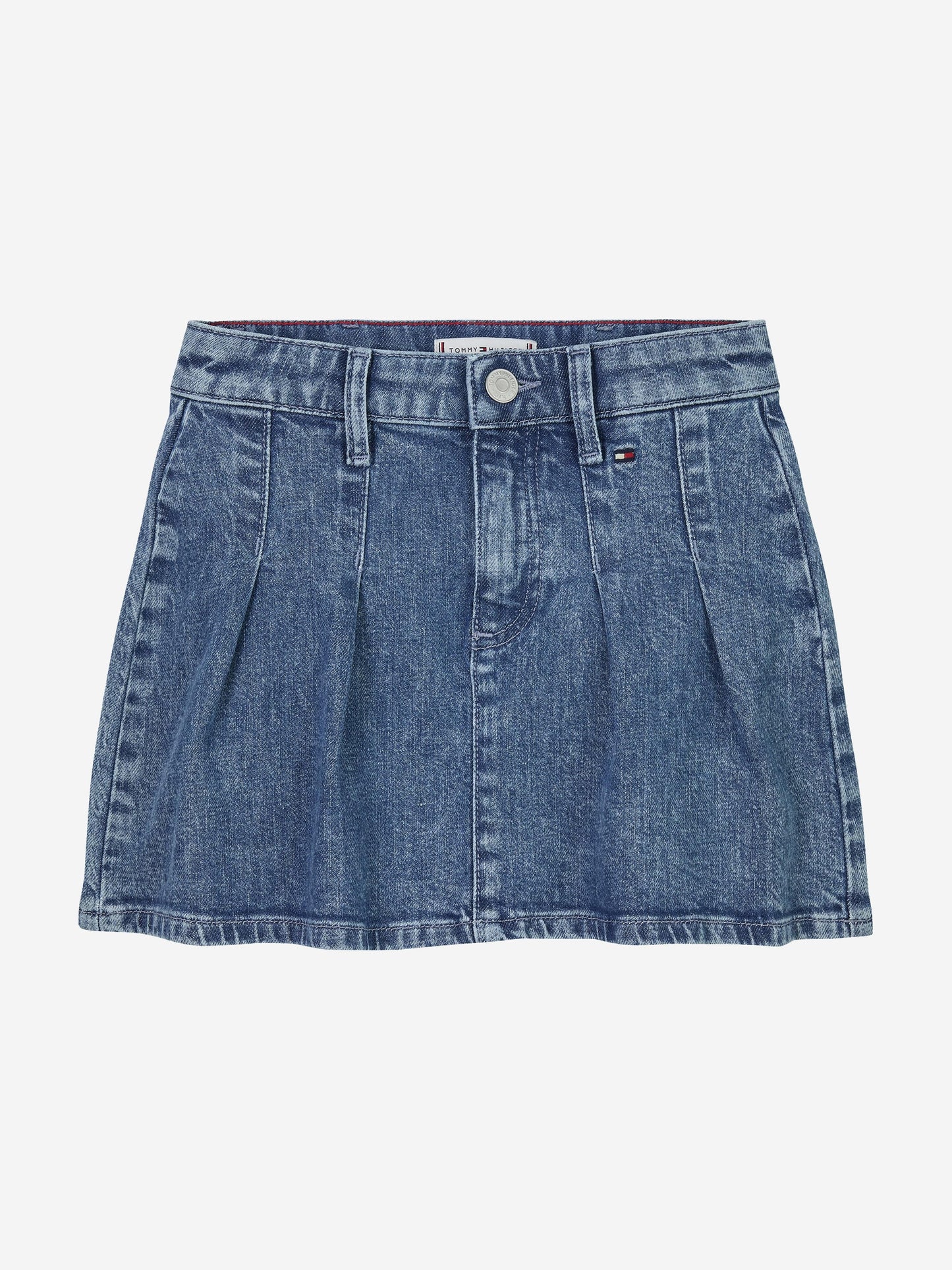 Girls Denim Pleated Skirt in Blue