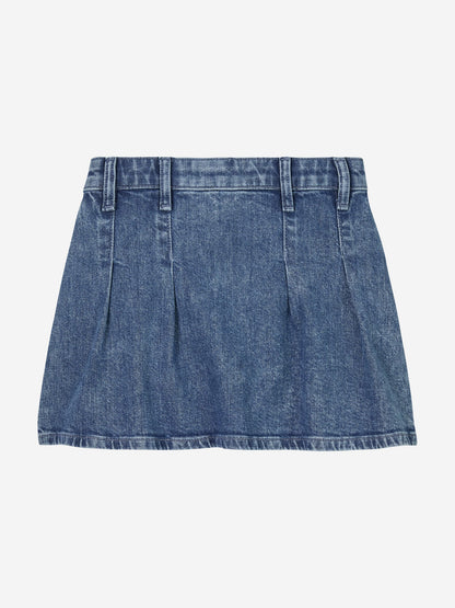 Girls Denim Pleated Skirt in Blue